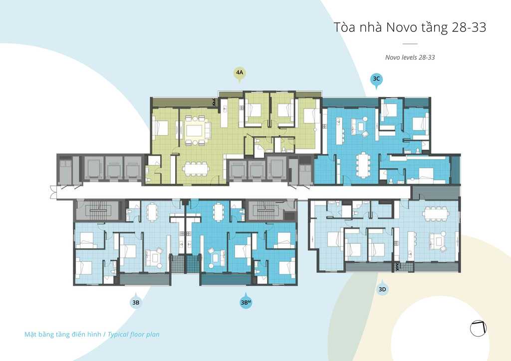 mặt bằng căn hộ tầng 28- tầng 33 toà NOVO chung cư Kosmo Tây Hồ